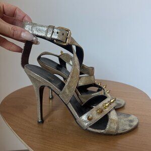 FENDI Gold Strappy Heels | Size 36.5 EU or 7 USA
